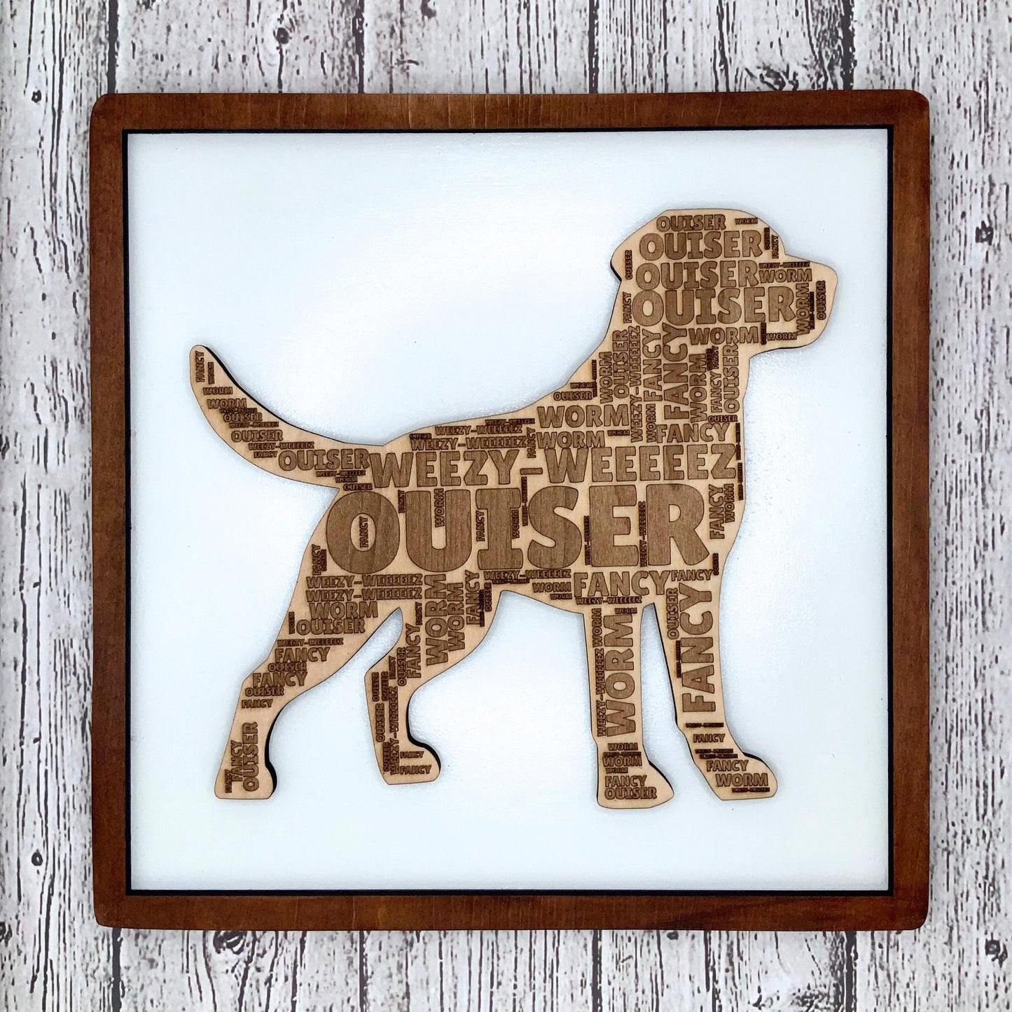 Personalized Dog Breed Word Cloud Art | Wooden Engraved Pet Name Sign