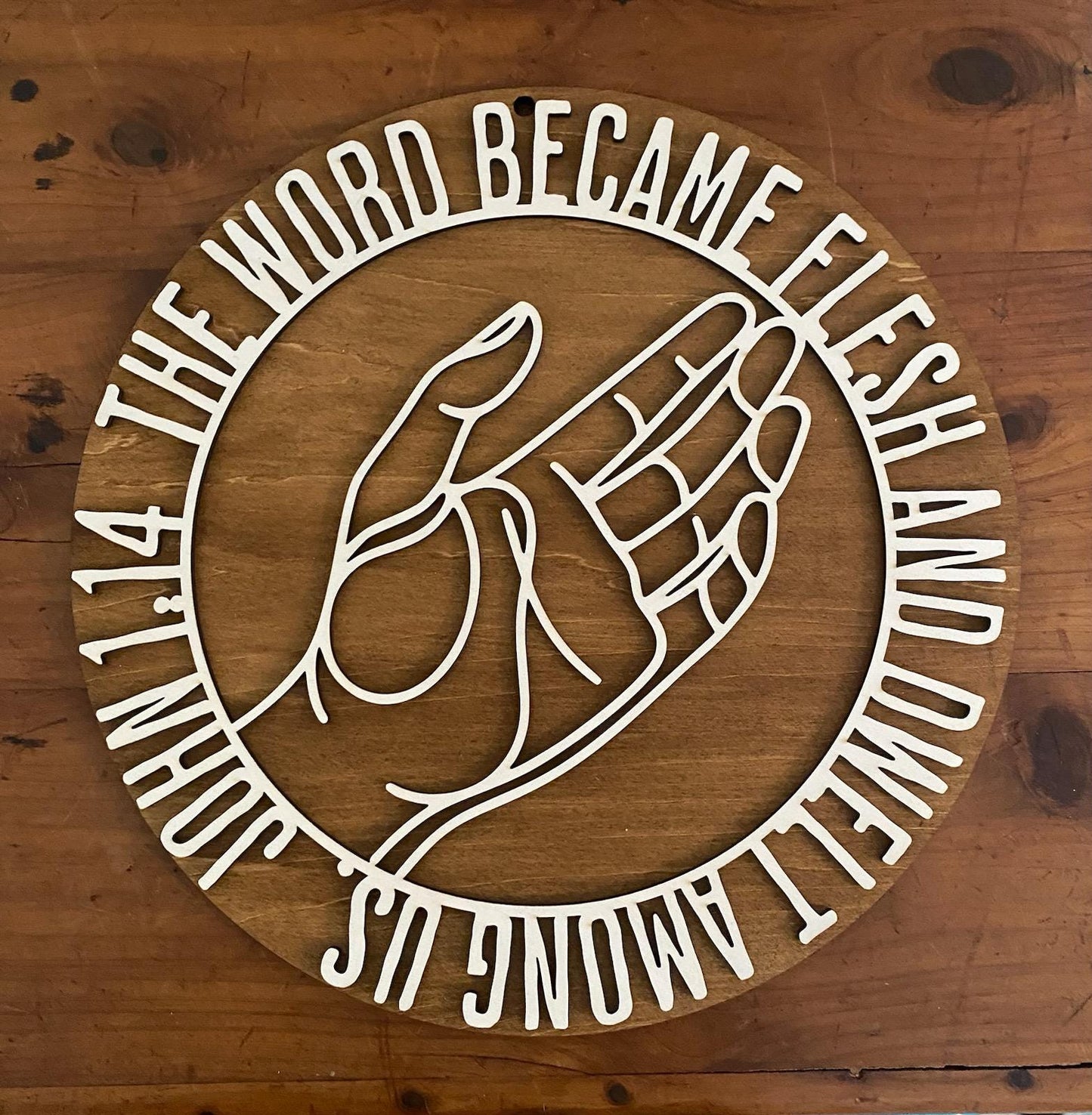 John 1:14 Scripture Wood Sign – Rustic Farmhouse Christian Decor